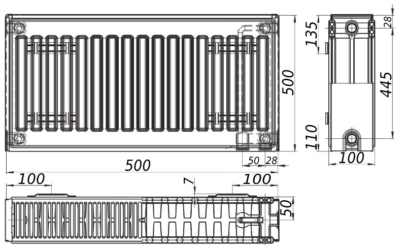 Kalite 22 низ/справа 500x500 (без INNER) Габаритные размеры