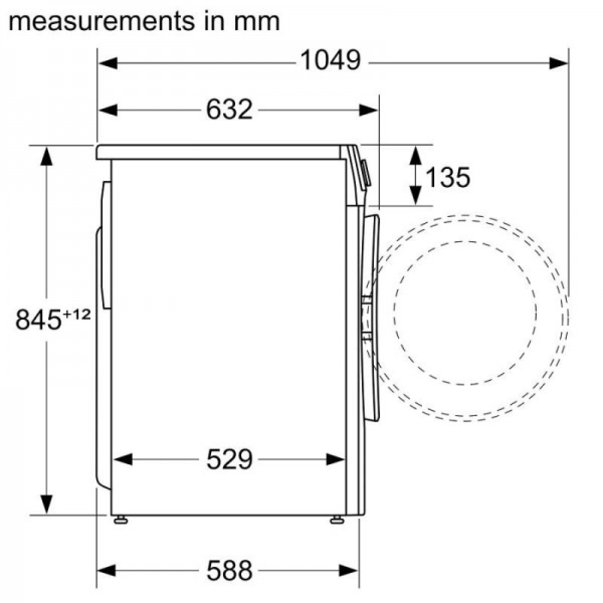 Bosch WGA25400UA Габаритні розміри