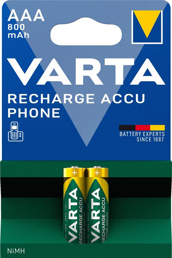 Аккумулятор Varta AAA 800 mAh NiMh 2шт. Phone (58398101402) в интернет-магазине, главное фото