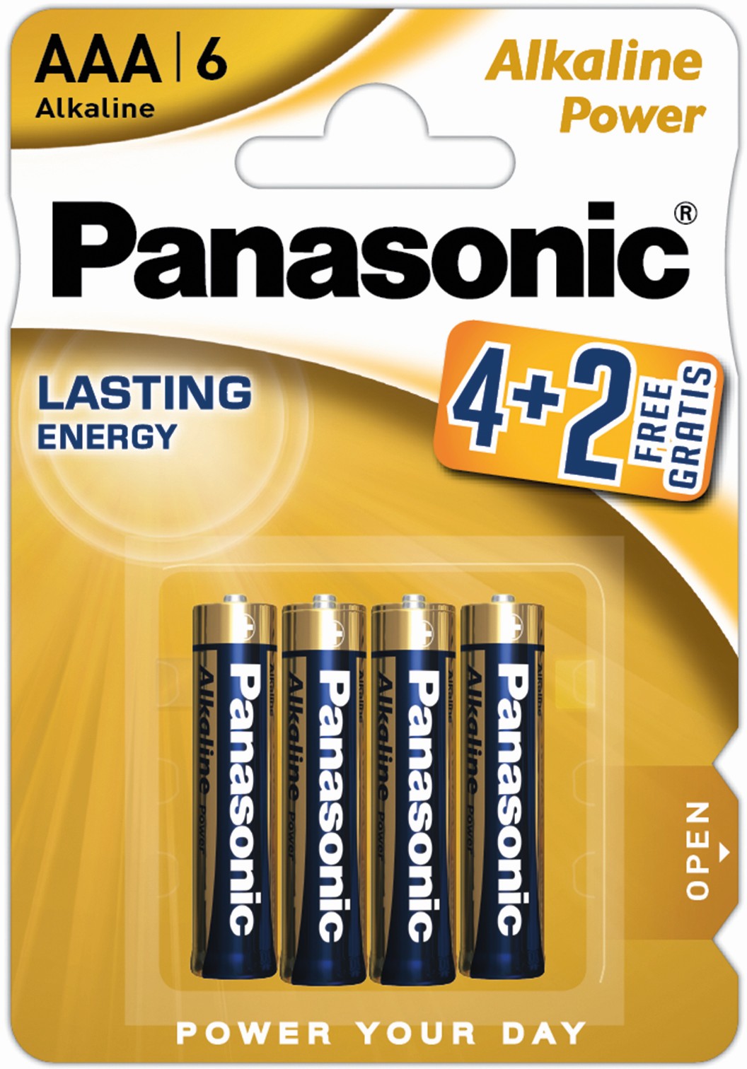 Батарейки 6 штук Panasonic Power LR03 Alkaline 4+2 (LR03REB/6B2F)