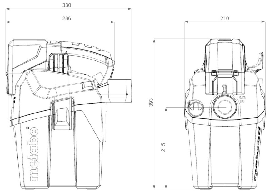 Metabo AS 18 HEPA PC Compact (602029850) Габаритні розміри