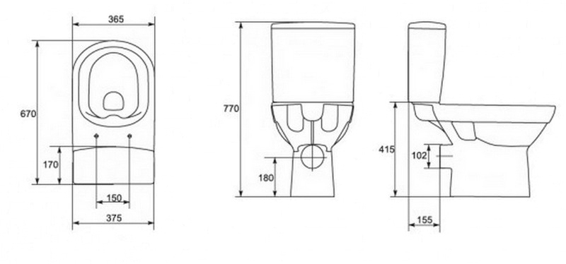 Cersanit CITY 604 CLEANON 011 (K35-038) Габаритные размеры