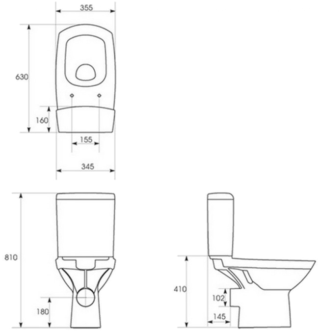 Cersanit CARINA 559 CLEANON 011 (K31-050-EX1) Габаритные размеры