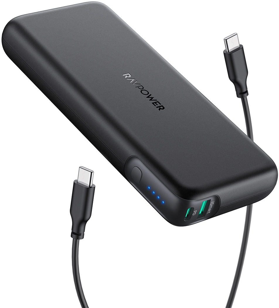 Повербанк RAVPower RP-PB201 Power Bank 20000mAh 60W PD USB-C + USB-A Black цена 2399 грн - фотография 2