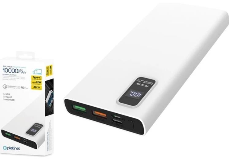 Повербанк Platinet 10000MAH WHITE PMPB10WQC726W ціна 900 грн - фотографія 2