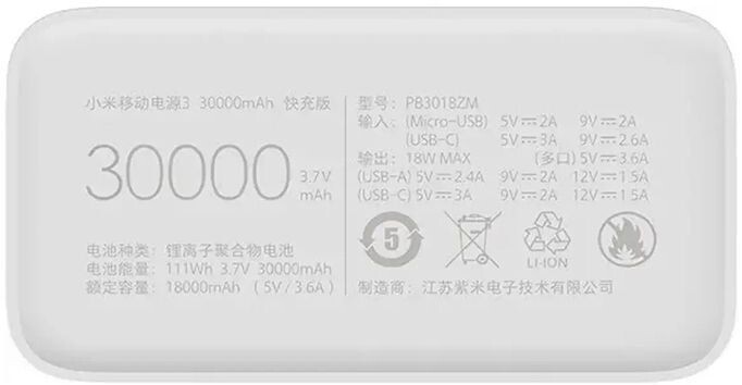 продаємо Xiaomi PB3 30000mAh (PB3018ZM) White в Україні - фото 4