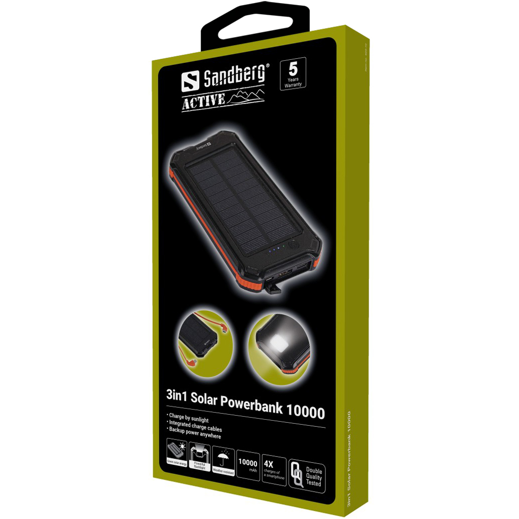 Повербанк Sandberg 3in1 10000 mAh, 2.1A USB, Type-C/Micro USB OUT IP54 (420-72) зовнішній вигляд - фото 9