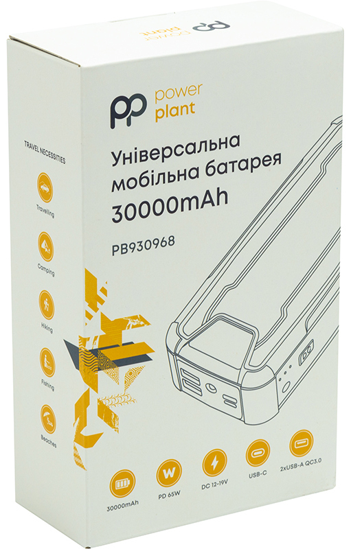 Повербанк PowerPlant 30000mAh, PD 65W, DC 12-19V, USB-C, 2xUSB-A, QC3.0 (PB930968) відгуки - зображення 5