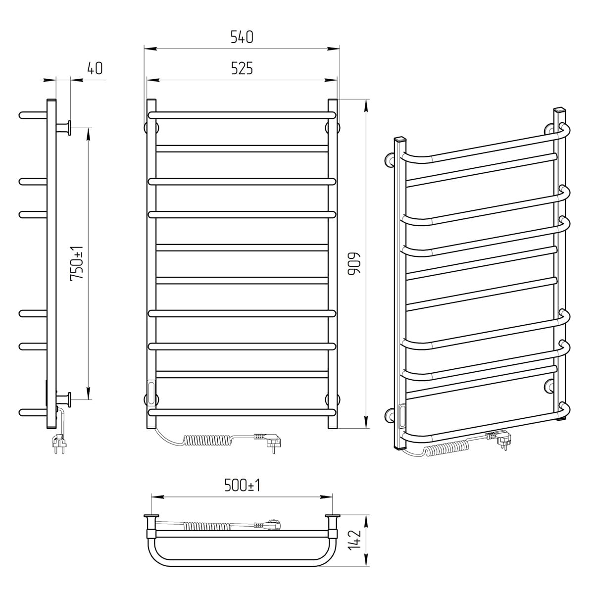 Eraflyme Comfort  500 x 900 TEFW/comfort-L Габаритні розміри