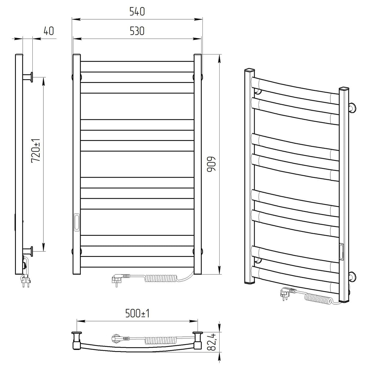 Eraflyme Atlant  500 x 900 TEFW/atlant-R Габаритные размеры