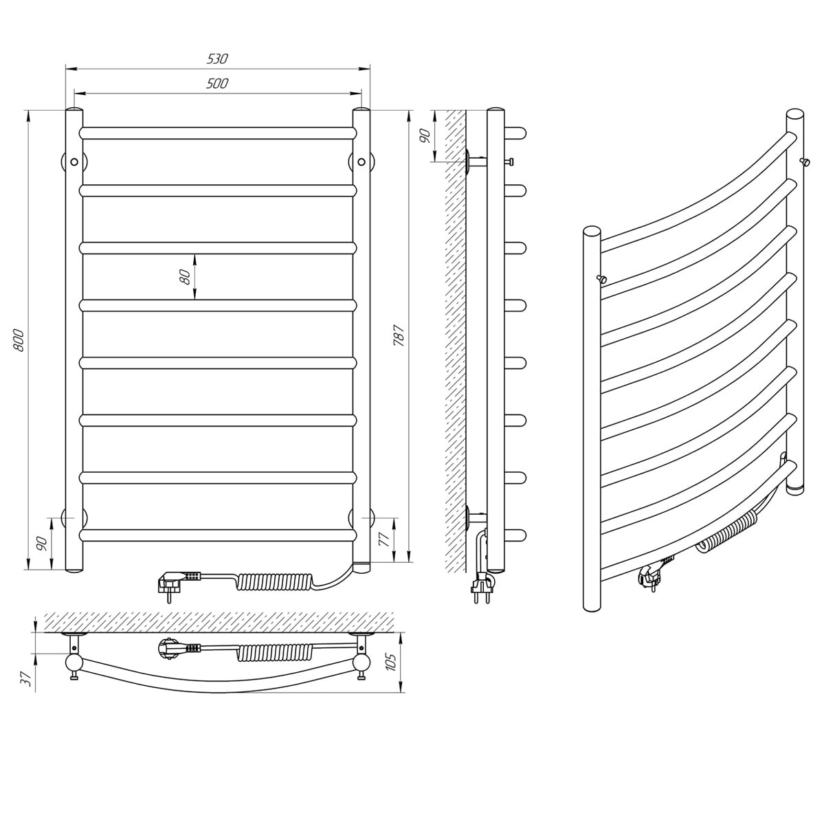 Eraflyme Classic TB-EF-8R Габаритные размеры