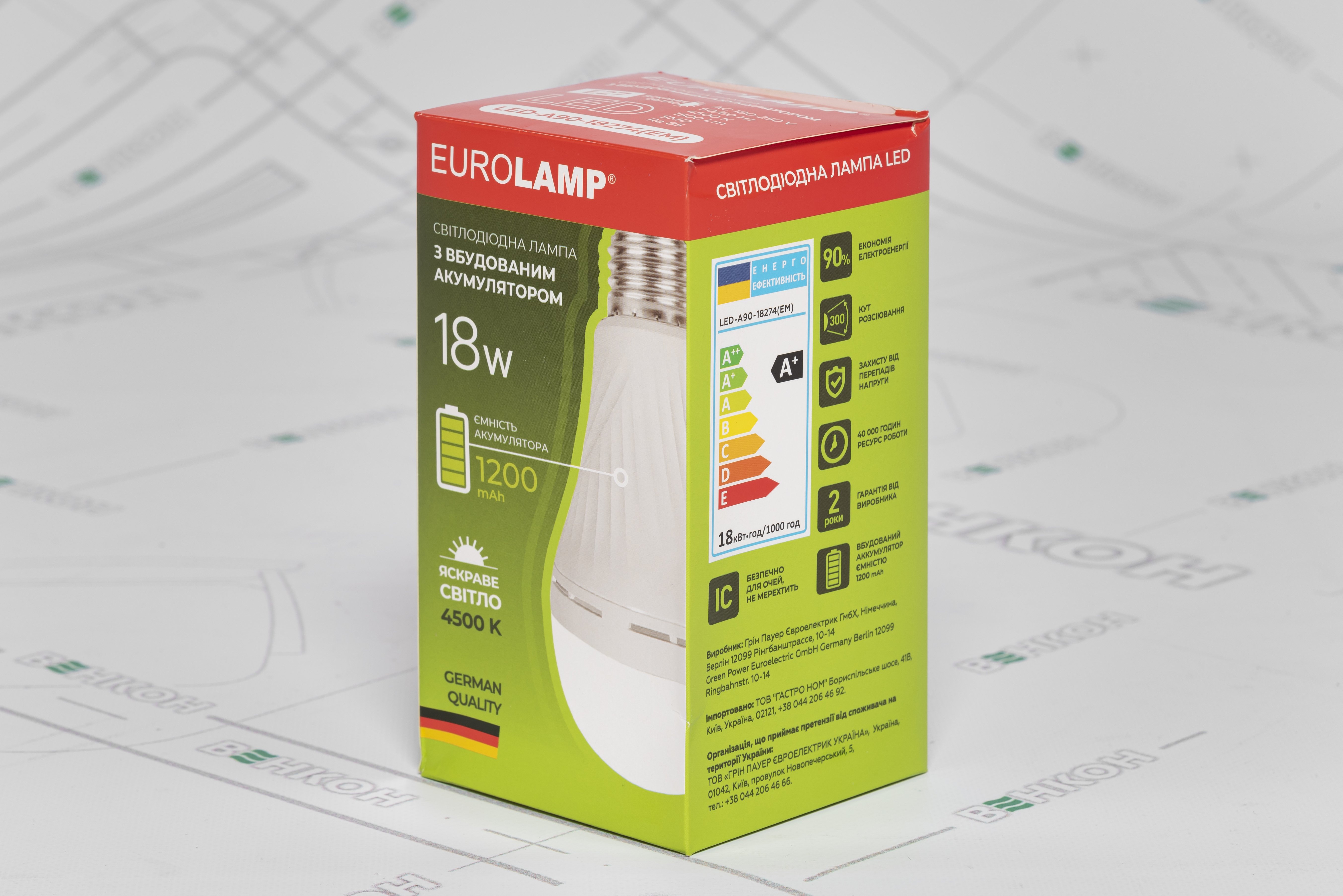 Світлодіодна лампа з акумулятором Eurolamp A90 18W 4500K 220V E27 (LED-A90-18274(EM)) інструкція - зображення 6
