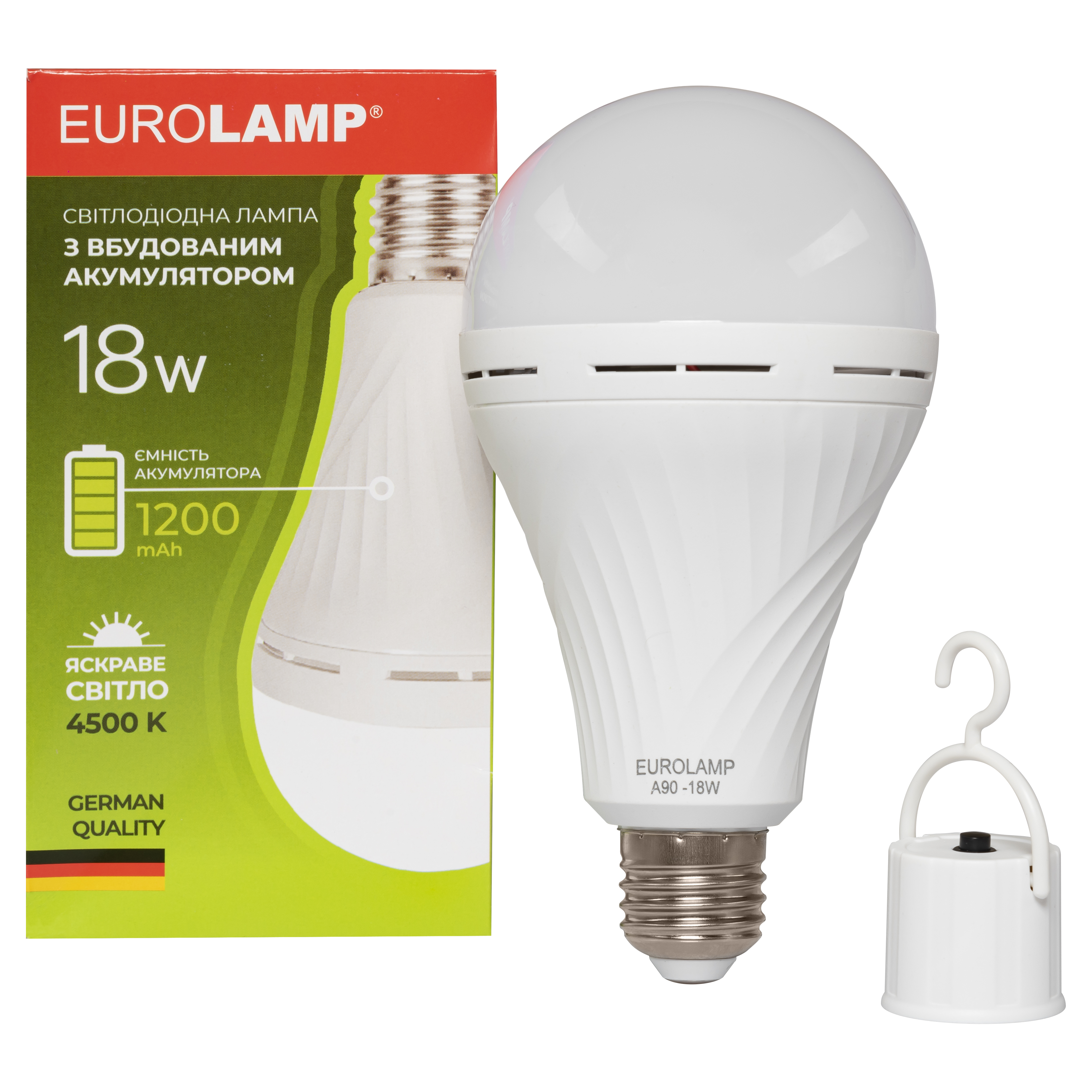 Аккумуляторная LED-лампа Eurolamp A90 18W 4500K 220V E27 (LED-A90-18274(EM))