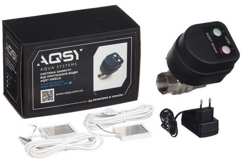 Система защиты от протечек воды  AQSY Shield 3/4 Enolgas+два проводных датчика AQSY WS Simple 3м в интернет-магазине, главное фото
