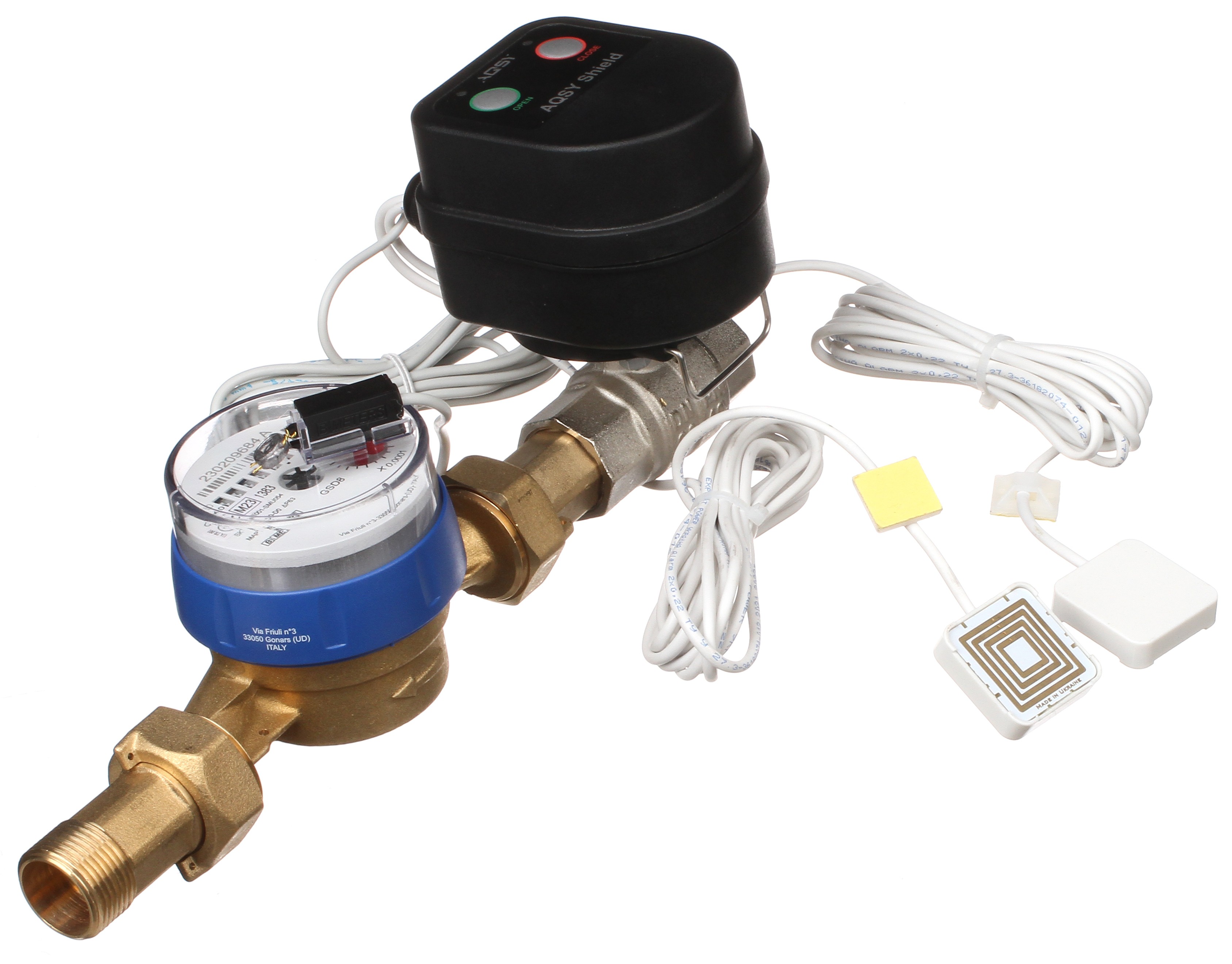 в продажу Система захисту від протікання води AQSY Shield 1/2 Enolgas з лічильником та ДБЖ + два датчики AQSY WS Simple 3м - фото 3