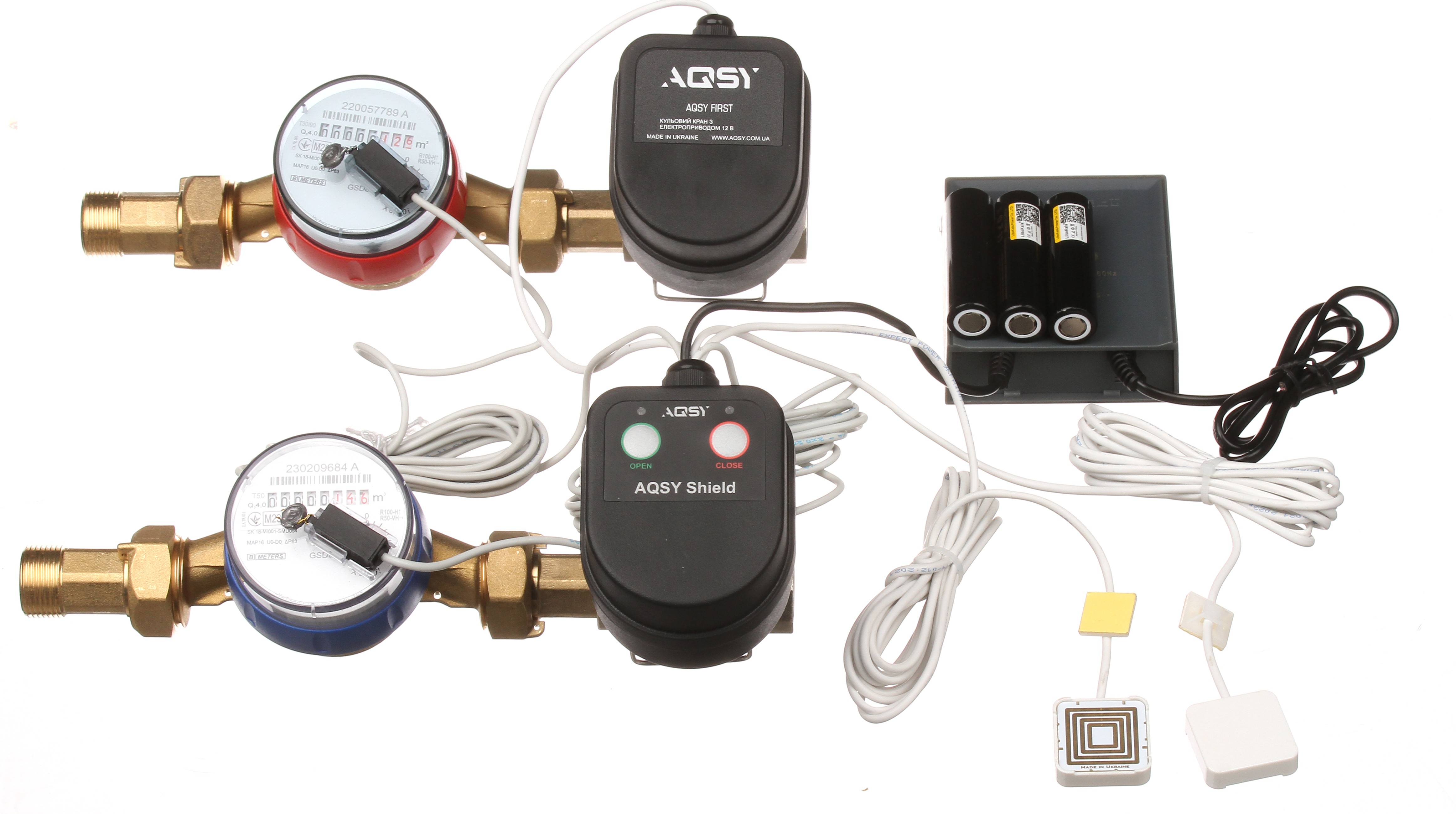 Система захисту від протікання води AQSY Shield 1/2 Enolgas + First 1/2 Enolgas (два лічильники та ДБЖ + два датчики AQSY WS Simple 3м)