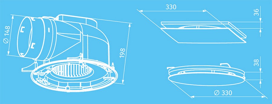 Blauberg DP Ultra 250 Square Platinum Габаритні розміри