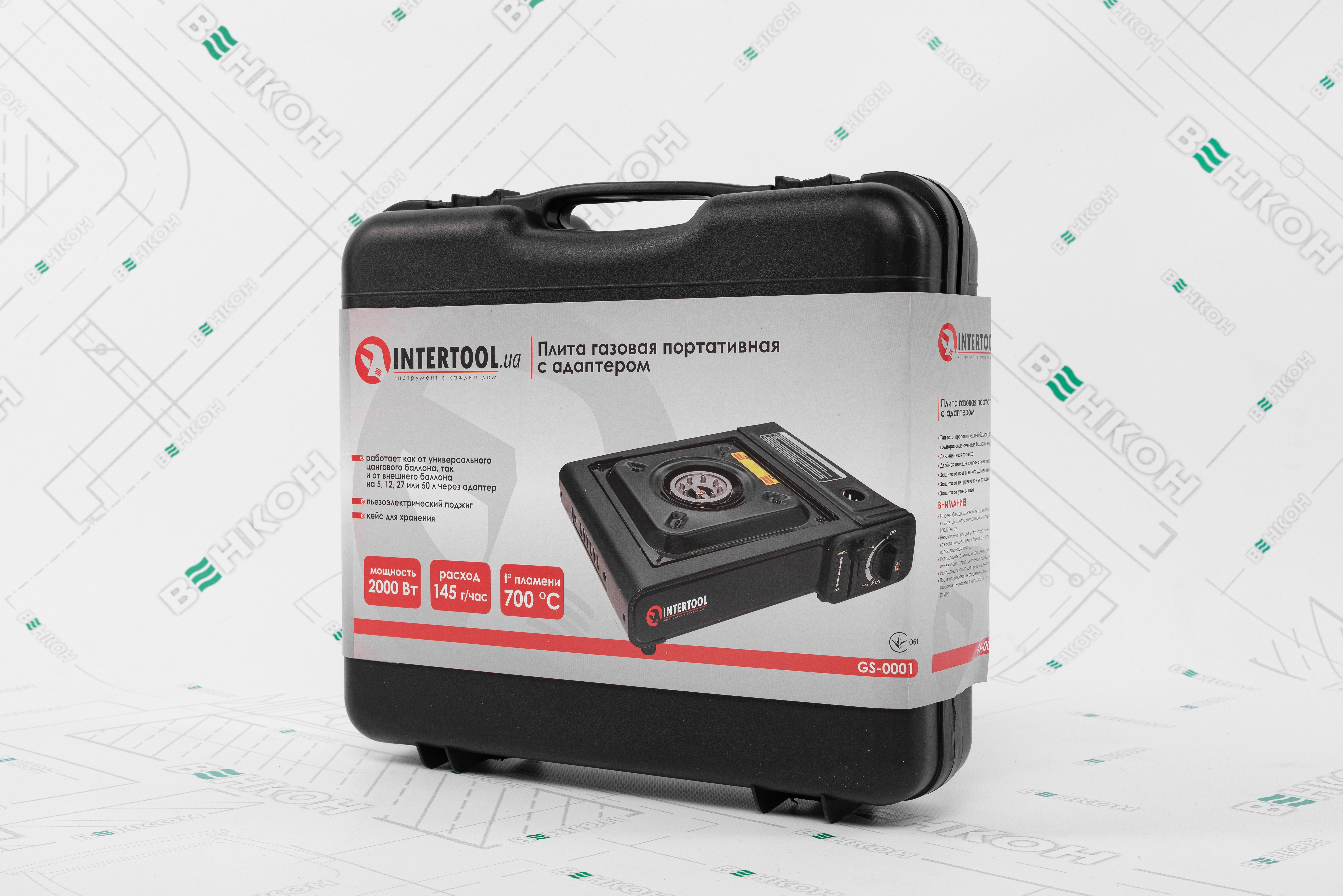 Плита газовая Intertool GS-0001 black цена 499.00 грн - фотография 2