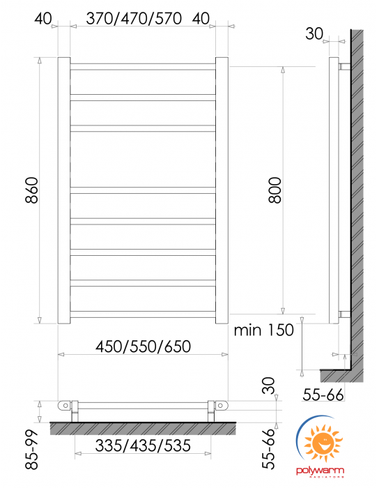 Polywarm ER8/45 Габаритні розміри