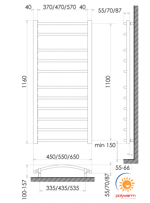 Polywarm EG11/45 Sensor Wi-Fi біла Габаритні розміри