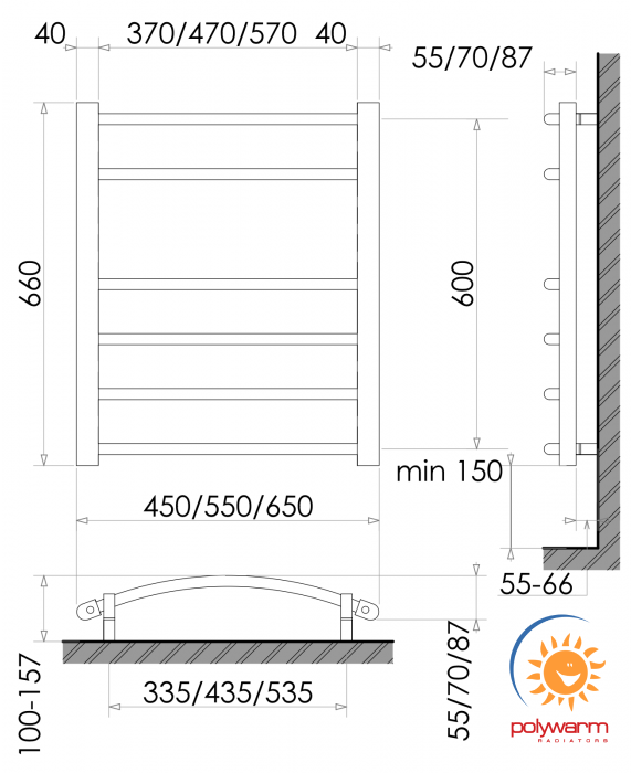 Polywarm EG6/45 Sensor Wi-Fi біла Габаритні розміри