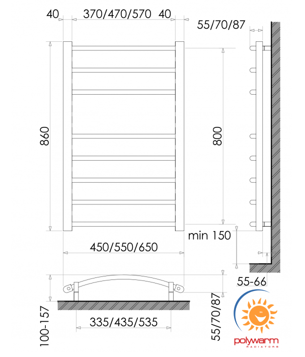 Polywarm EG8/65 Sensor Wi-Fi белая Габаритные размеры