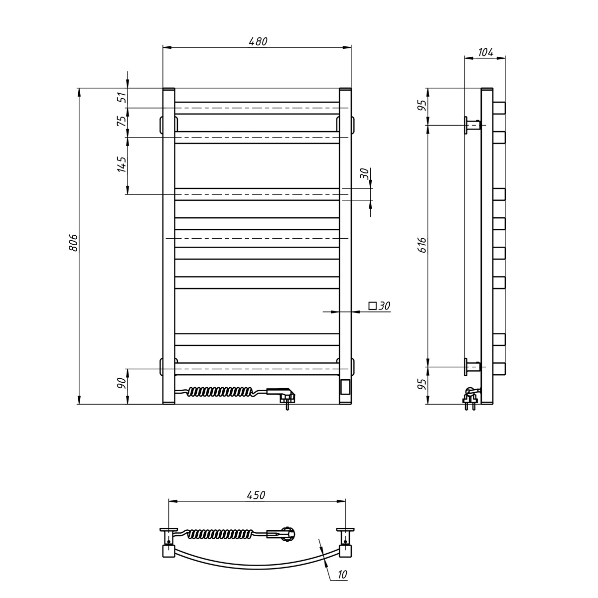 Navin Avalon 480х800 Sensor (12-103153-4880) Габаритні розміри