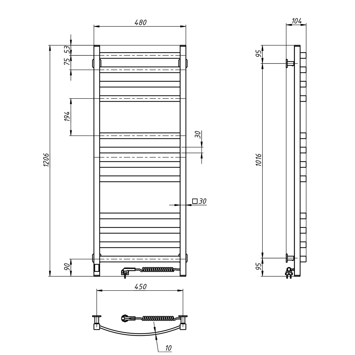 Navin Avalon 480х1200 Sensor (12-103053-4812) Габаритні розміри