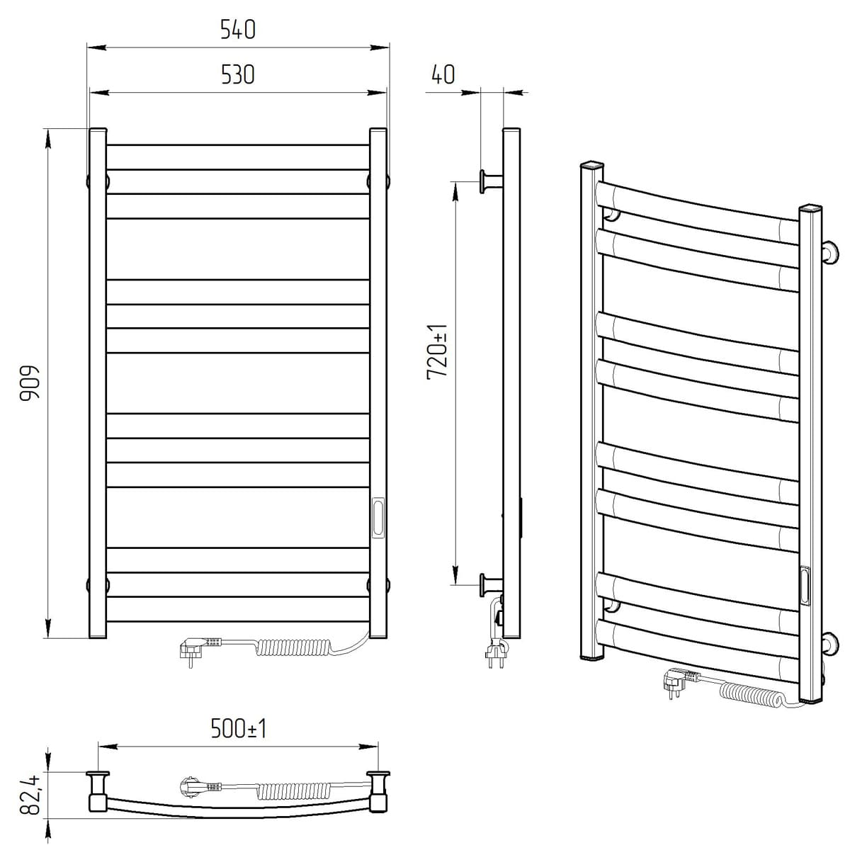 Laris Зебра Атлант ЧФ 8 500х900 R3 (77700099) Габаритні розміри