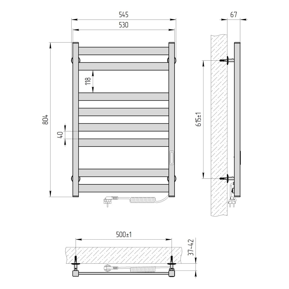 Laris Зебра Кватро ЧФ(ГМ) 8 500х800 R3 (73207768) Габаритні розміри