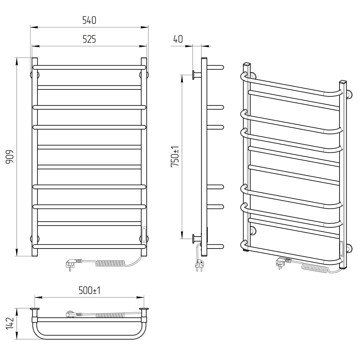 Laris Зебра Комфорт ЧФ 10 500х900 R3 (77700091) Габаритные размеры