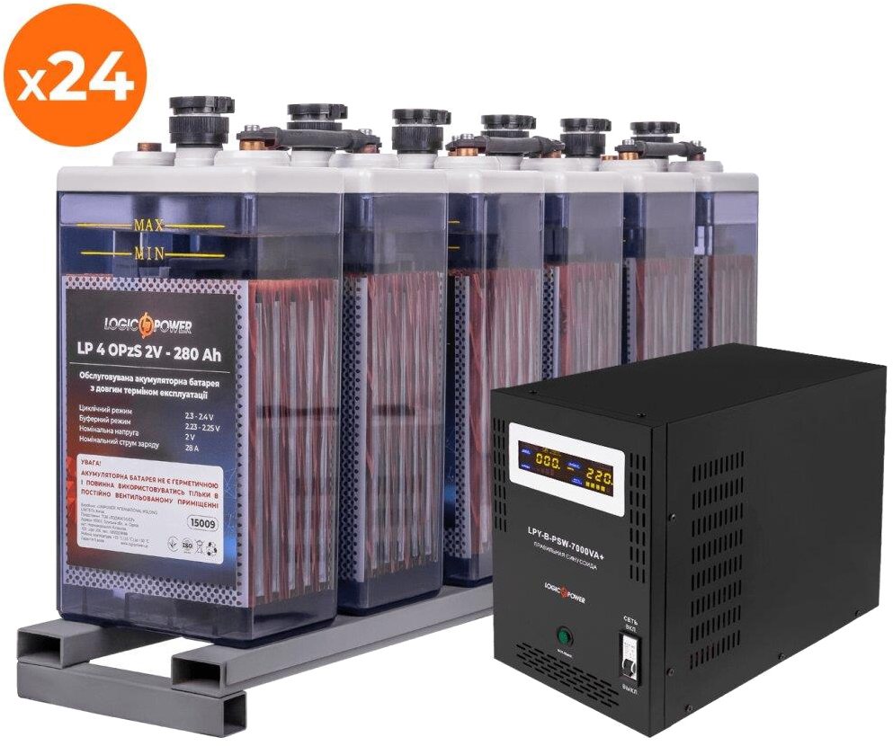 Характеристики комплект резервного живлення LogicPower UPS B7000 + АКБ OPzS 15456W (19673)