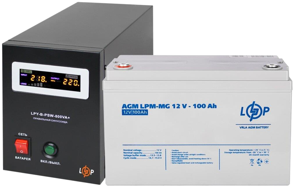 Комплект для резервного живлення LogicPower UPS B800 + АКБ MG 1280W (20338)