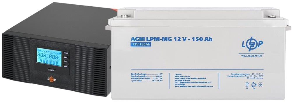 Комплект для резервного живлення LogicPower UPS B1500 + АКБ MG 1800W (20001)