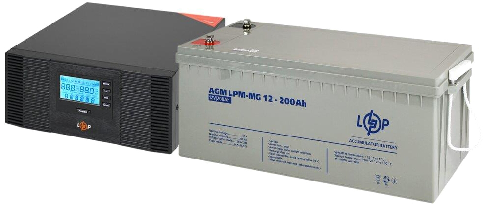 Комплект резервного живлення LogicPower UPS B1500 + АКБ MG 2400W (20002)