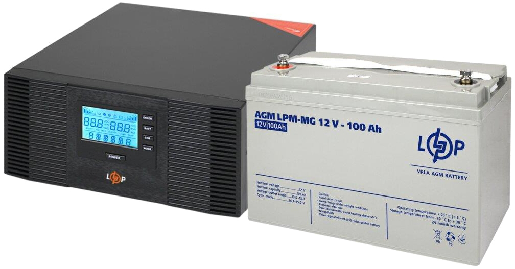 Комплект для резервного живлення LogicPower UPS B1500 + АКБ MG 1200W (19999)