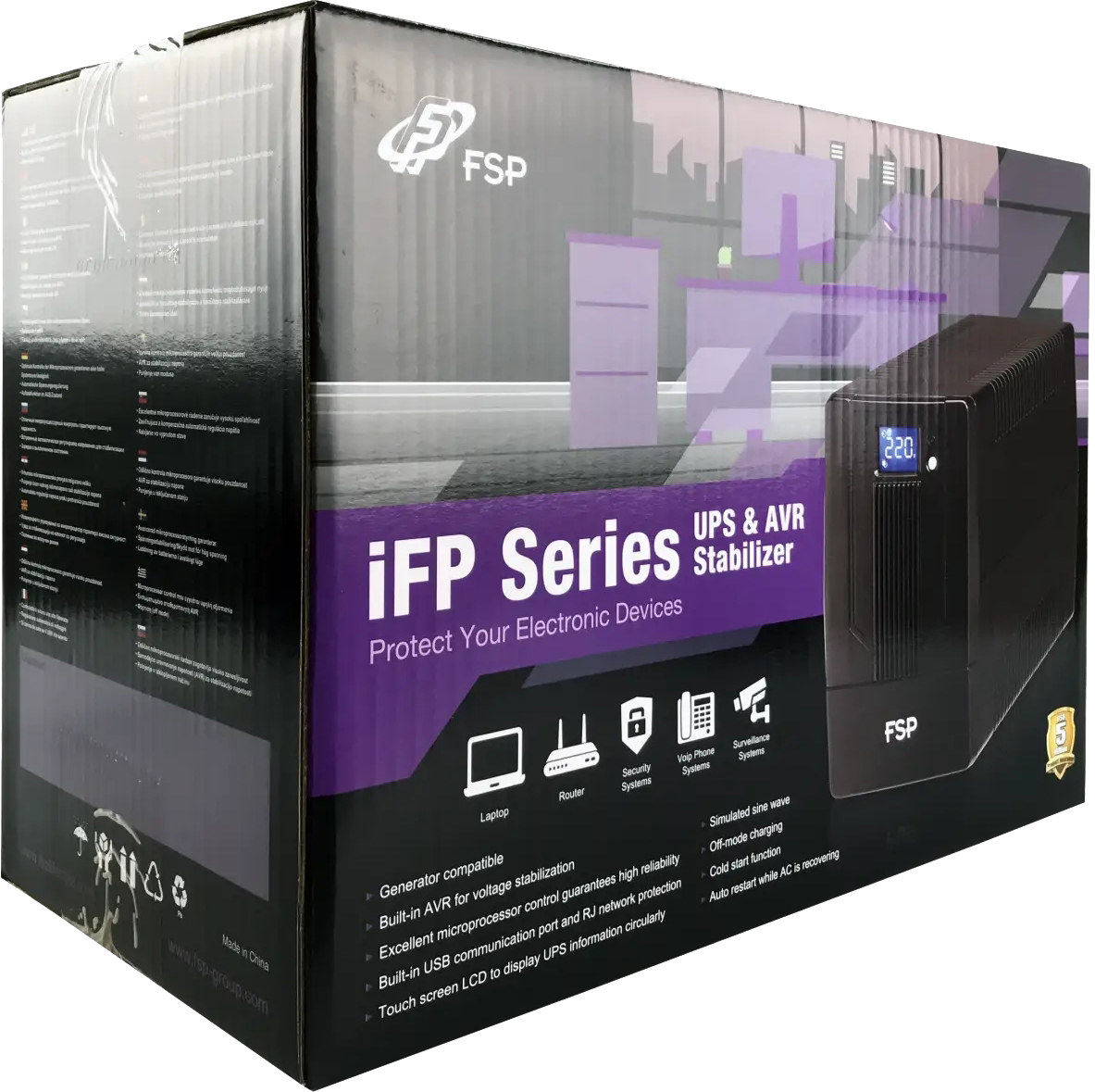 продаємо FSP iFP-600, 600ВА/360Вт, USB, LCD, 2хSchuko, AVR, Black PPF3602700 в Україні - фото 4