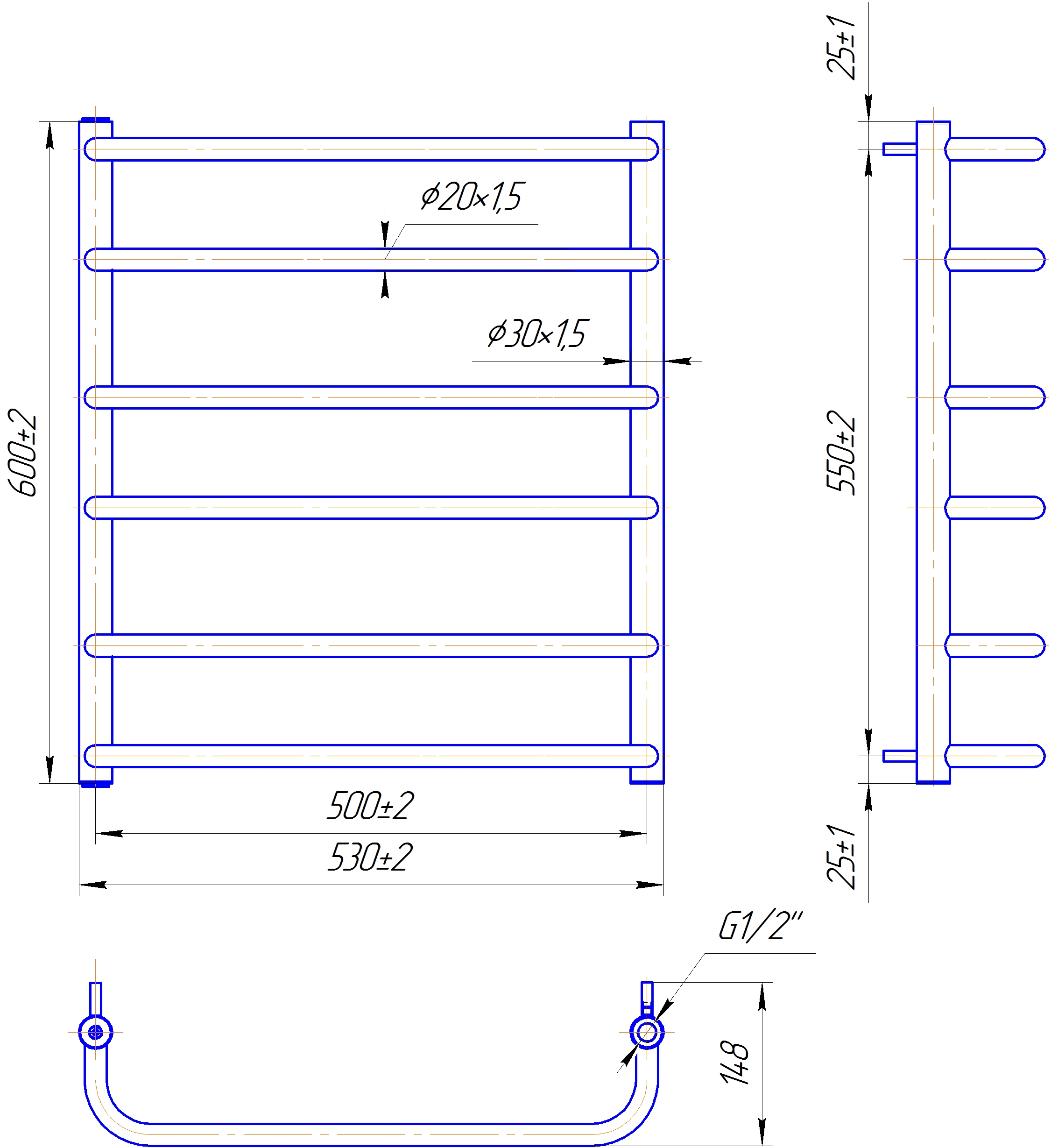 Mario Стандарт 600х530/500 (1.1.0203.01.Bm) Габаритні розміри