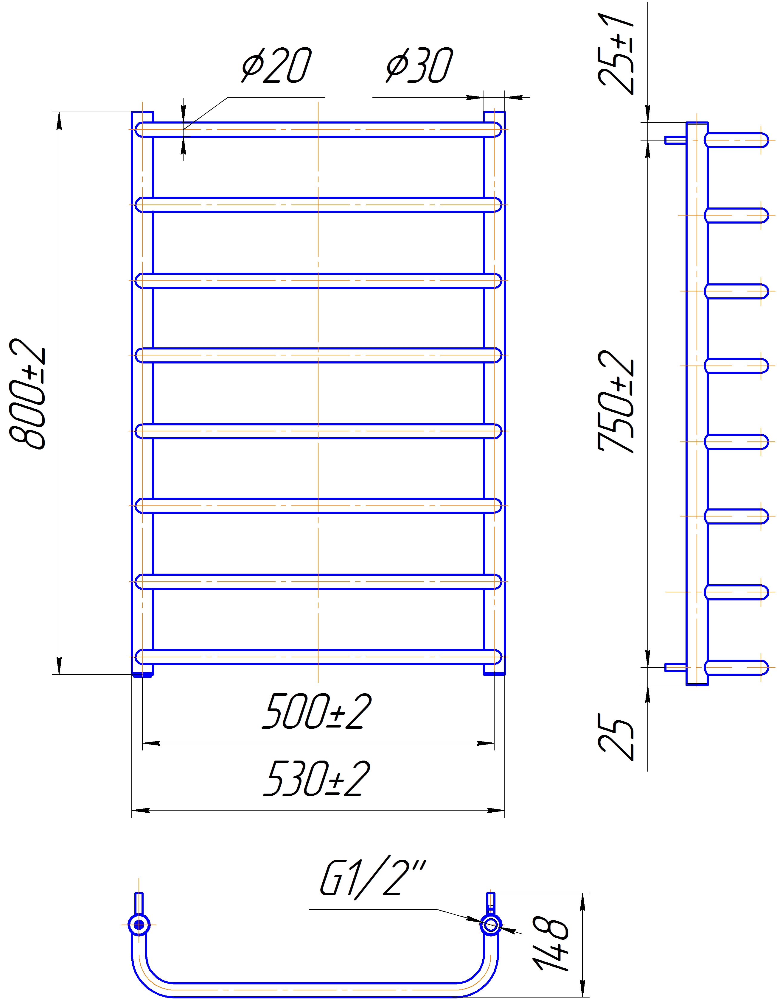 Mario Стандарт 800х530/500 (1.1.0207.01.BM) Габаритні розміри