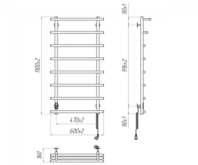 Mario Марио-I 1100х630/160 TR К (2.3.6402.11.P) Габаритные размеры