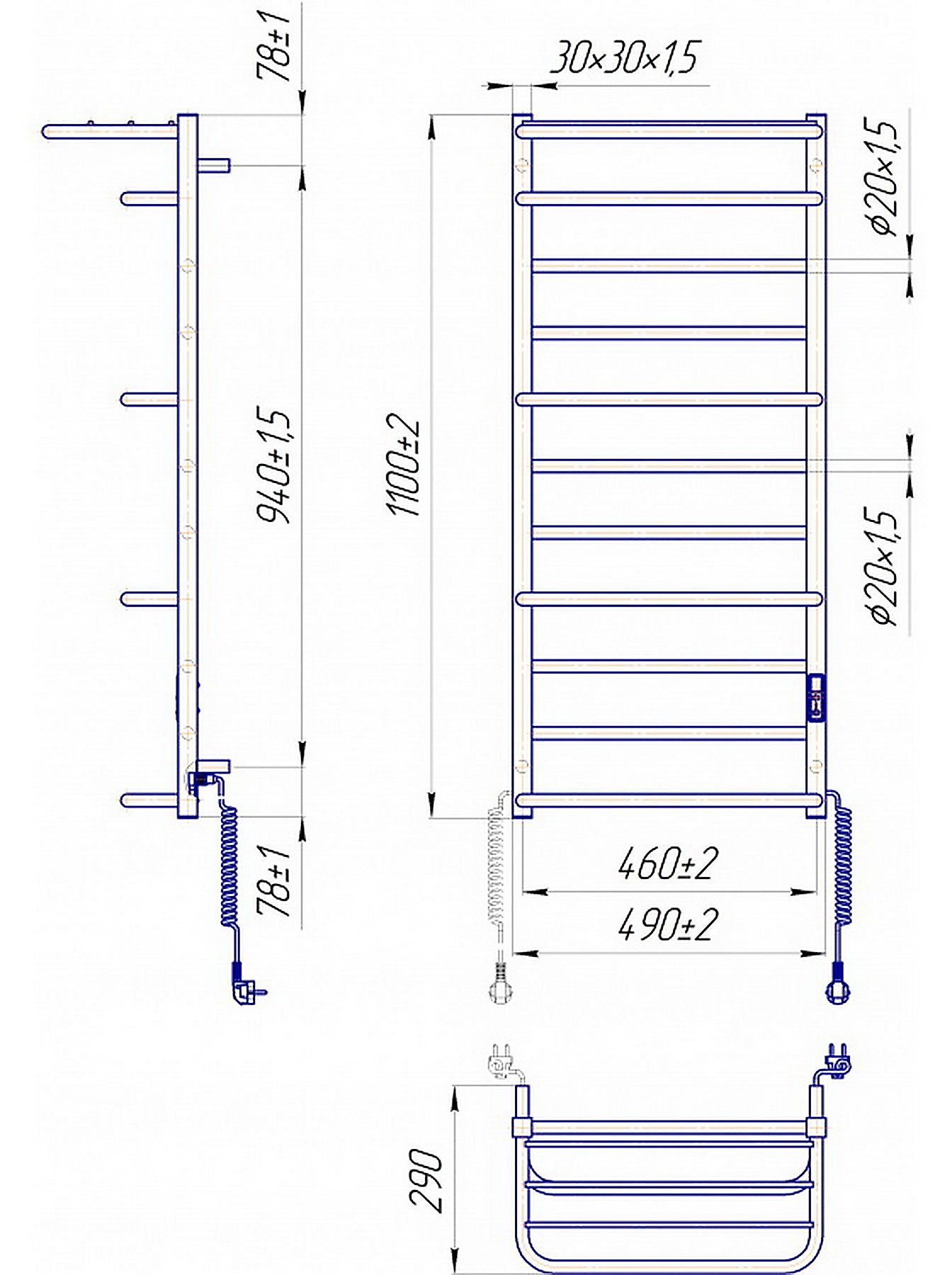 Mario Люксор-I 1100х500/290 TR К (2.3.6102.11.P) Габаритні розміри