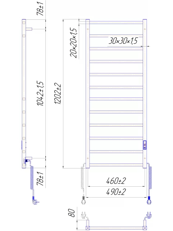 Mario Токио-I 1200х500/80 TR К (2.2.1704.03.WG) Габаритные размеры