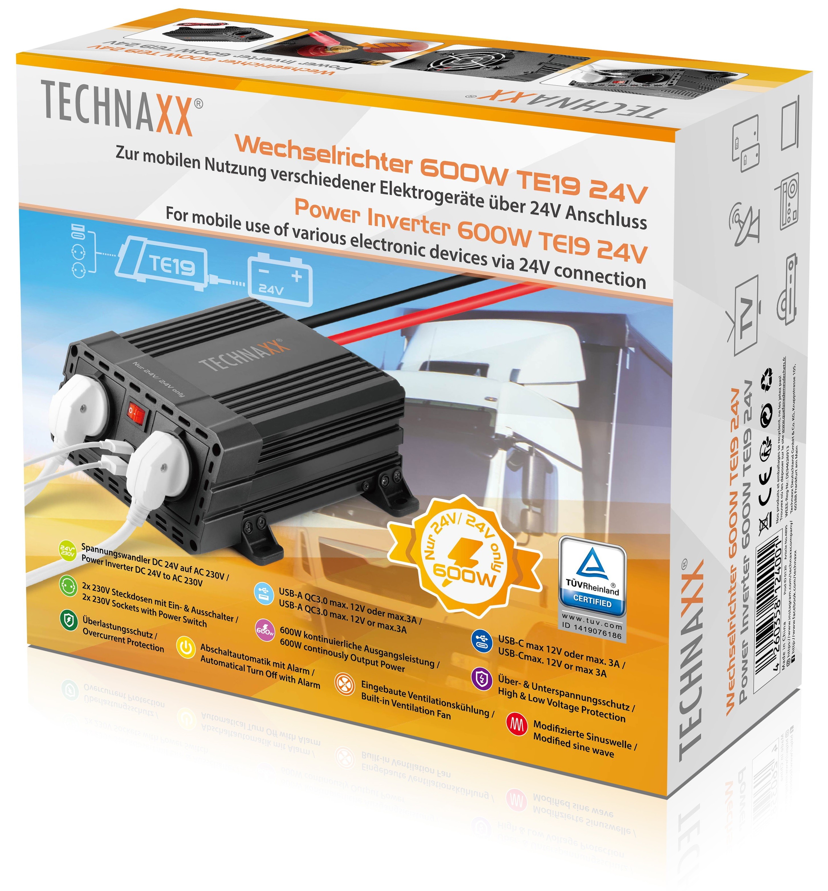 Автомобільний інвертор Technaxx TE19 600 Вт 24V (4895-TECHNAXX) інструкція - зображення 6
