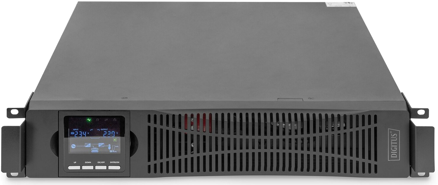 Джерело безперебійного живлення Digitus OnLine, 1000VA/1000W, LCD, 8xC13, RJ45, RS232, USB, Rack/Tower (DN-170093)
