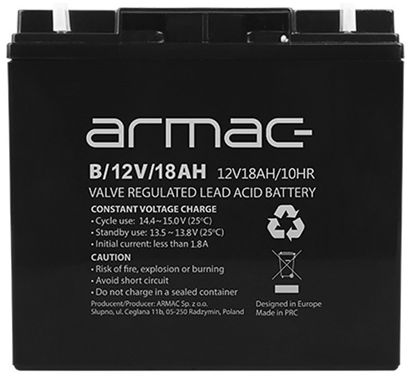 Характеристики аккумуляторная батарея Armac 12V, 18 A (B/12V/18AH)
