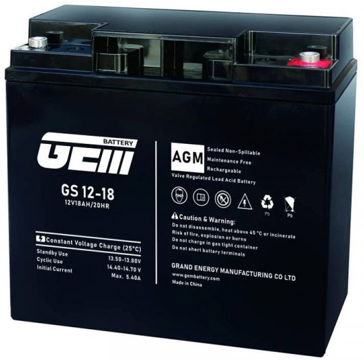 Акумуляторна батарея GEM Battery GS 12-18 в інтернет-магазині, головне фото
