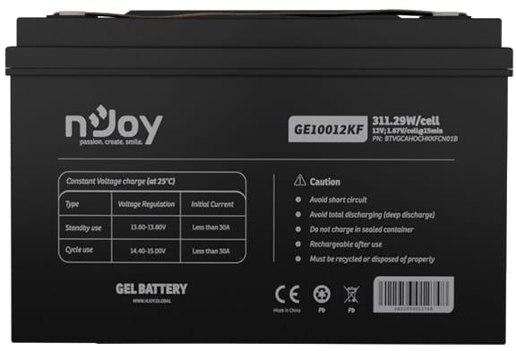 Аккумуляторная батарея nJoy GE10012KF 12V 100AH (BTVGCAHOCHKKFCN01B) GEL инструкция - изображение 6