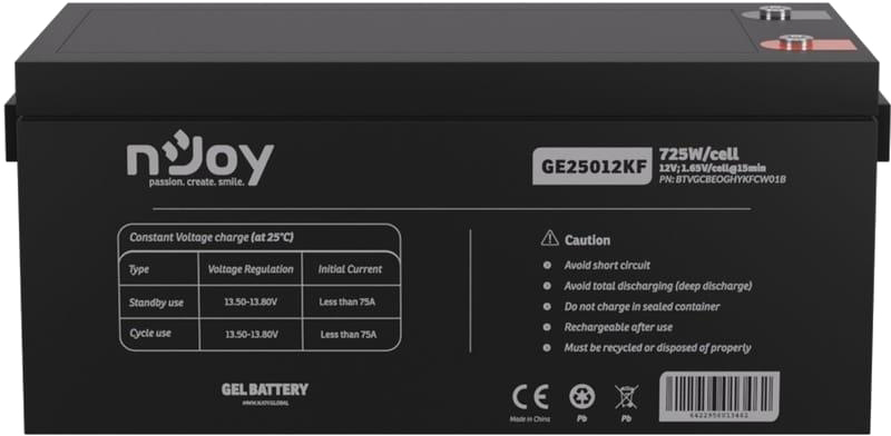 Акумуляторна батарея nJoy GE25012KF 12V 250AH (BTVGCBEOGHYKFCW01B) GEL