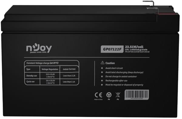Характеристики аккумуляторная батарея nJoy GP07122F 12V 7AH (BTVACGUOBTD2FCN01B) AGM