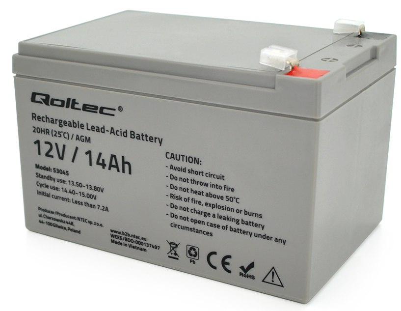 Аккумуляторная батарея Qoltec 12V 14AH (QLT1214B/29564) AGM